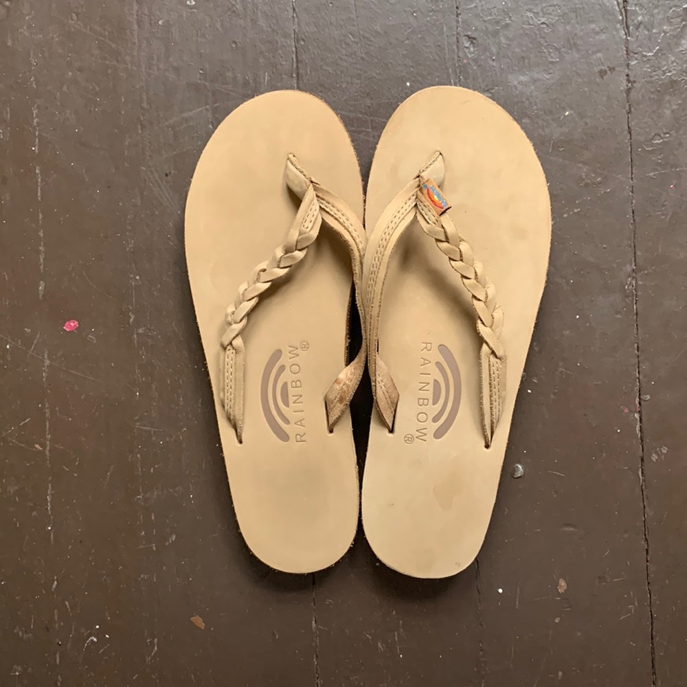 Rainbow flip flops